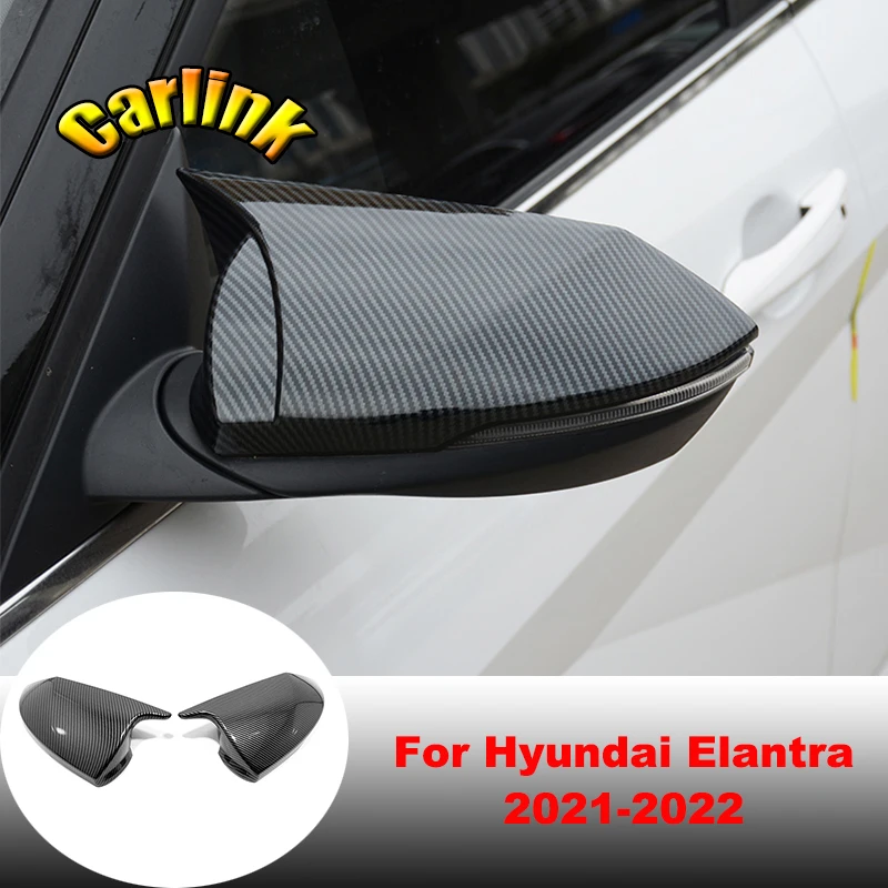 

For Hyundai Elantra 2021 2022 ABS Carbon fiber Car side door mirror cover with corner trim protective sticker exterior accessori