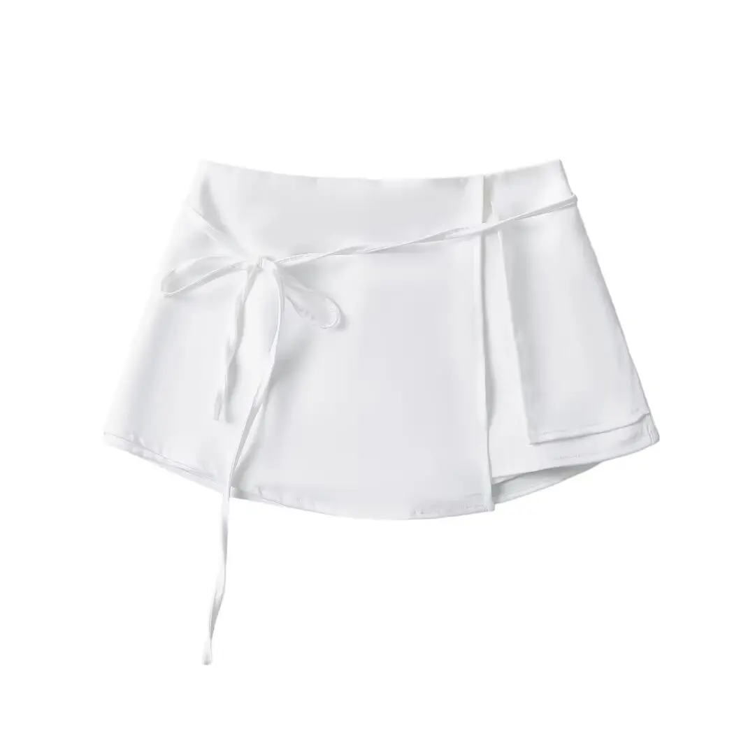 Street Style Sexy Half Skirt High Waist Tie Belt Show Figure Long Legs Anti Exposure Short Skirt Pure Desire Internet Celebri...