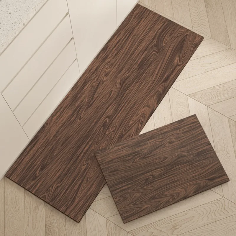 Kitchen Floor Mats Imitation Wood Grain PVC Leather Waterproof Oil-proof Carpet High-grade Anti-fouling Non-slip Rugs Ковер 양탄자