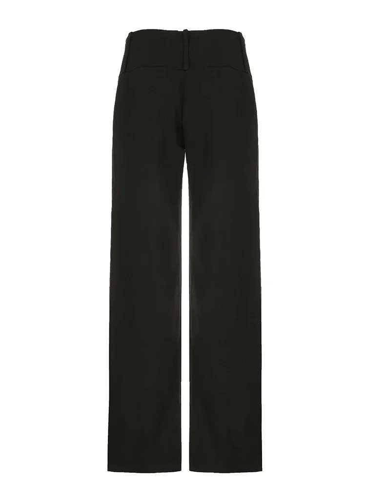 New Black Wide Leg Suit-pants Korean Fashion Low Rise Loose Casual Pants for Women y2k Streetwear Basic All-match Pants Lady