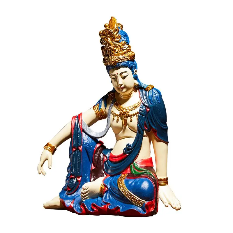 xx-Chinese Colorful Guanyin Sculpture Resin Ornaments Office Tea Room Statue Accessories Home Livingroom Figurines Decoration