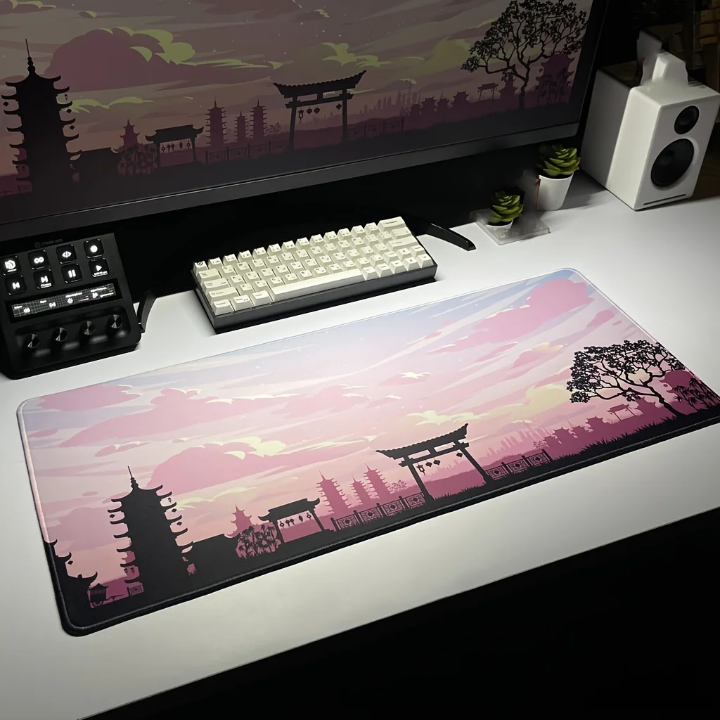 

Pink sky art architecture landscape Mouse Pad Desk mat Gaming mat rubber anti-slip Durable desk accessories Keyboard desktop pad