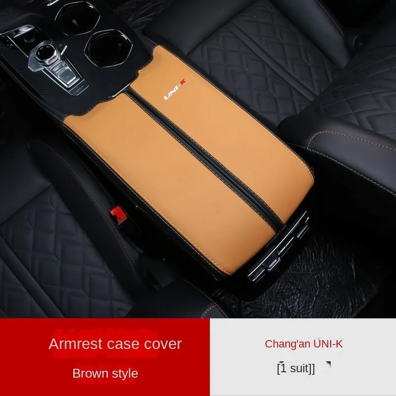 Leather Car Armrest Box Protector Cover Central Control Interior Accessories for Changan Uni-k Unik 2021 2022 2023