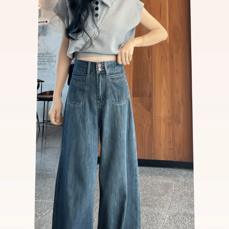 High Waist Wide Leg Jeans Women Loose Flowy Straight Leg Floor Length Pants Vintage