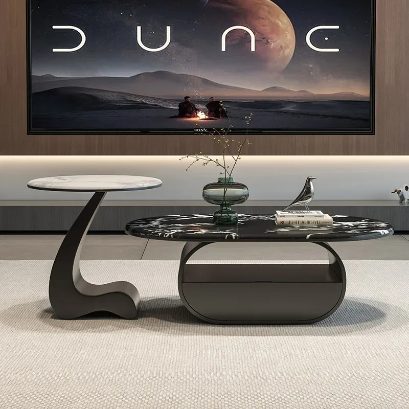 French Oval Tempered Glass Coffee Table with Crystal Stone Accents Minimalist Light Luxury Design for Simple Living Room Home