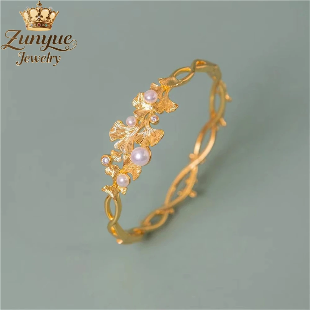 

Sand Gold Ginkgo Leaf Bracelet Luxury Quality Jewelry Best Selling Handicraft Fashion Jewelry Exquisite Elegant Charms Popular