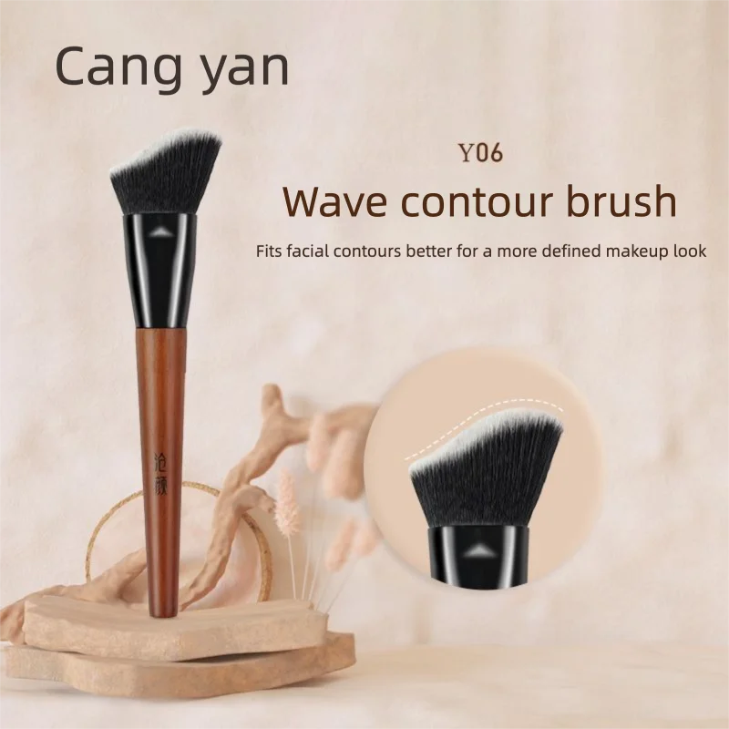 Cangyan Y06 Wave V-Face Magic Tool For Cream Liquid Products, Wave-Shaped Side Face Shadow And Jawline Contour Brush