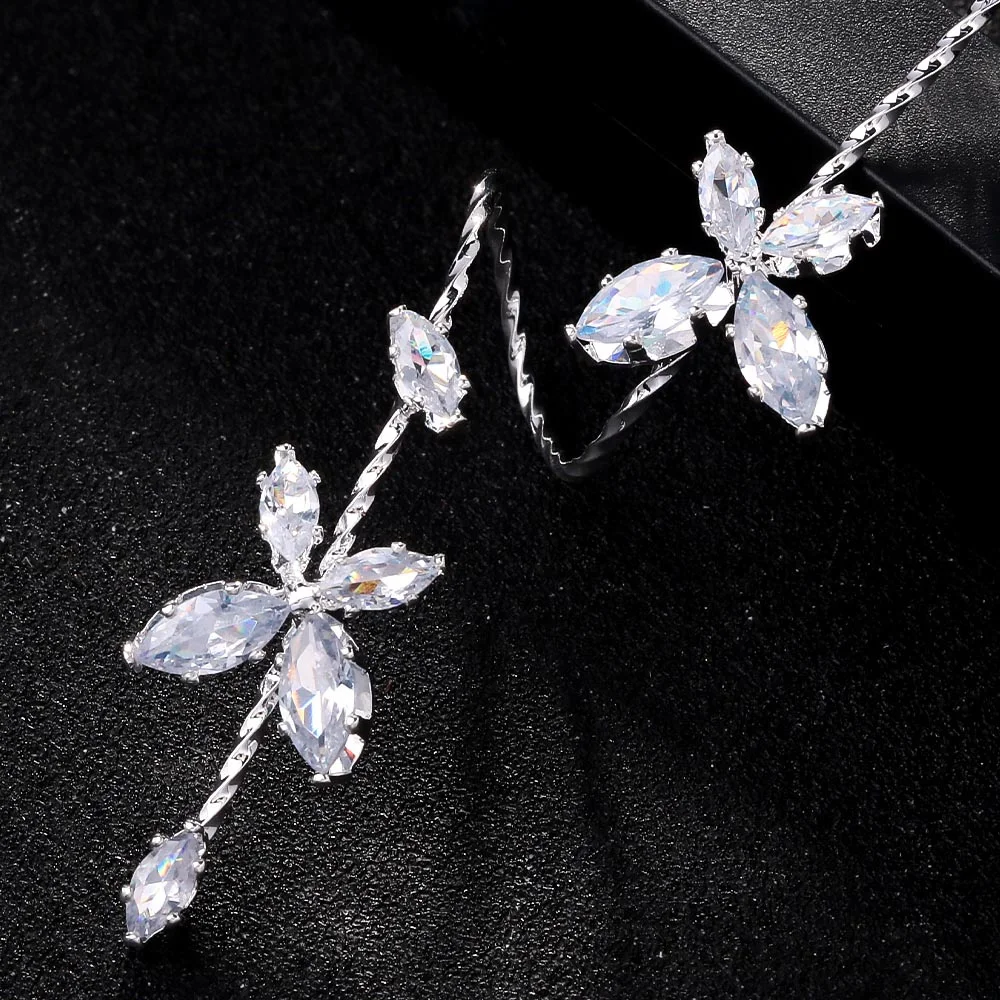 Stonefans Boho Cubic Zircon Butterfly Hand Palm Bracelet for Women Luxury Handmade Bridal Hand Piece Wedding Bangle Jewelry