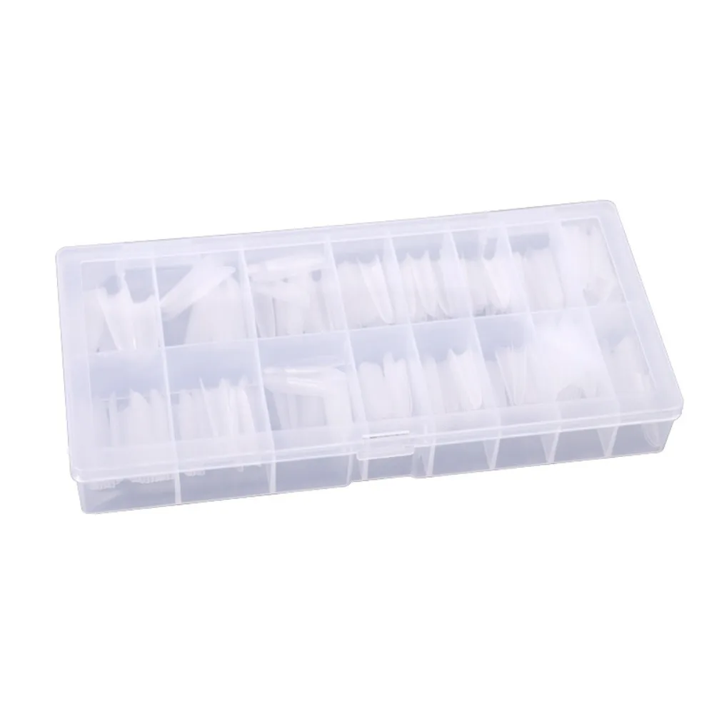 100/360pcs False Nails No-Trace Long Elliptical Nail Art Tools Scratch Free Shallow Patch Semi-Adhesive Nails Scale Line