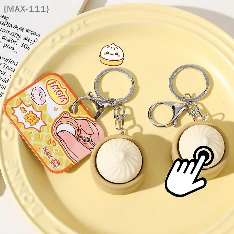 【MAX-111】1Pcs Stress Relief Pass The Time Clicker Toys Pendant Cartoon Steamed Stuffed Bun Pinch Toy Decompressing Sensory Props