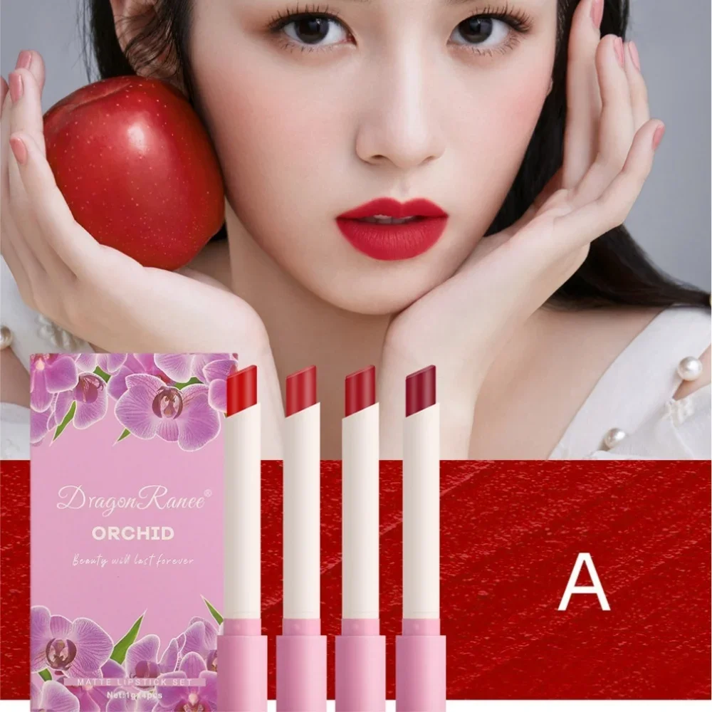 Creative Cigarette Design Lipstick Set Long-Lasting Waterproof Non-Stick 4pcs/Set Sexy Velvet Matte Lipstick Lip Makeup