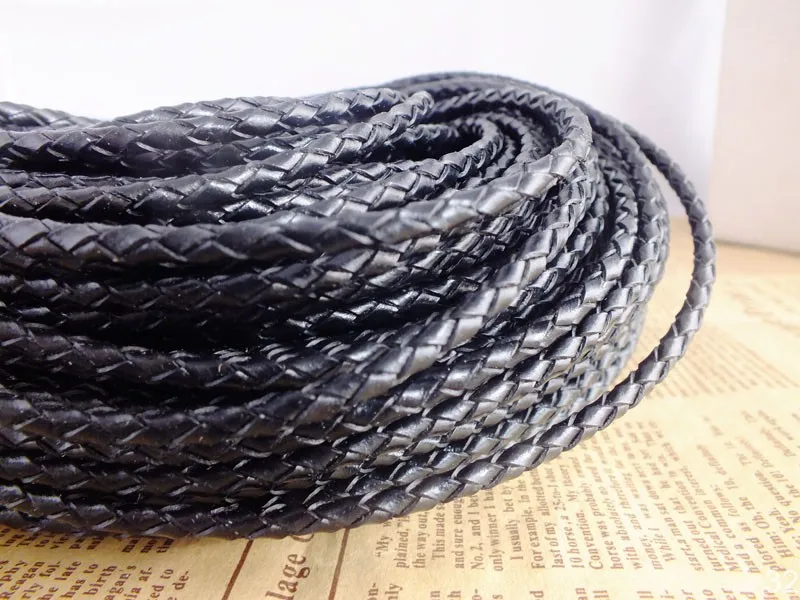 

Wholesale Bulk 50m/ 3MM Roll Black Briaded Leather Cord For Jewelry Making