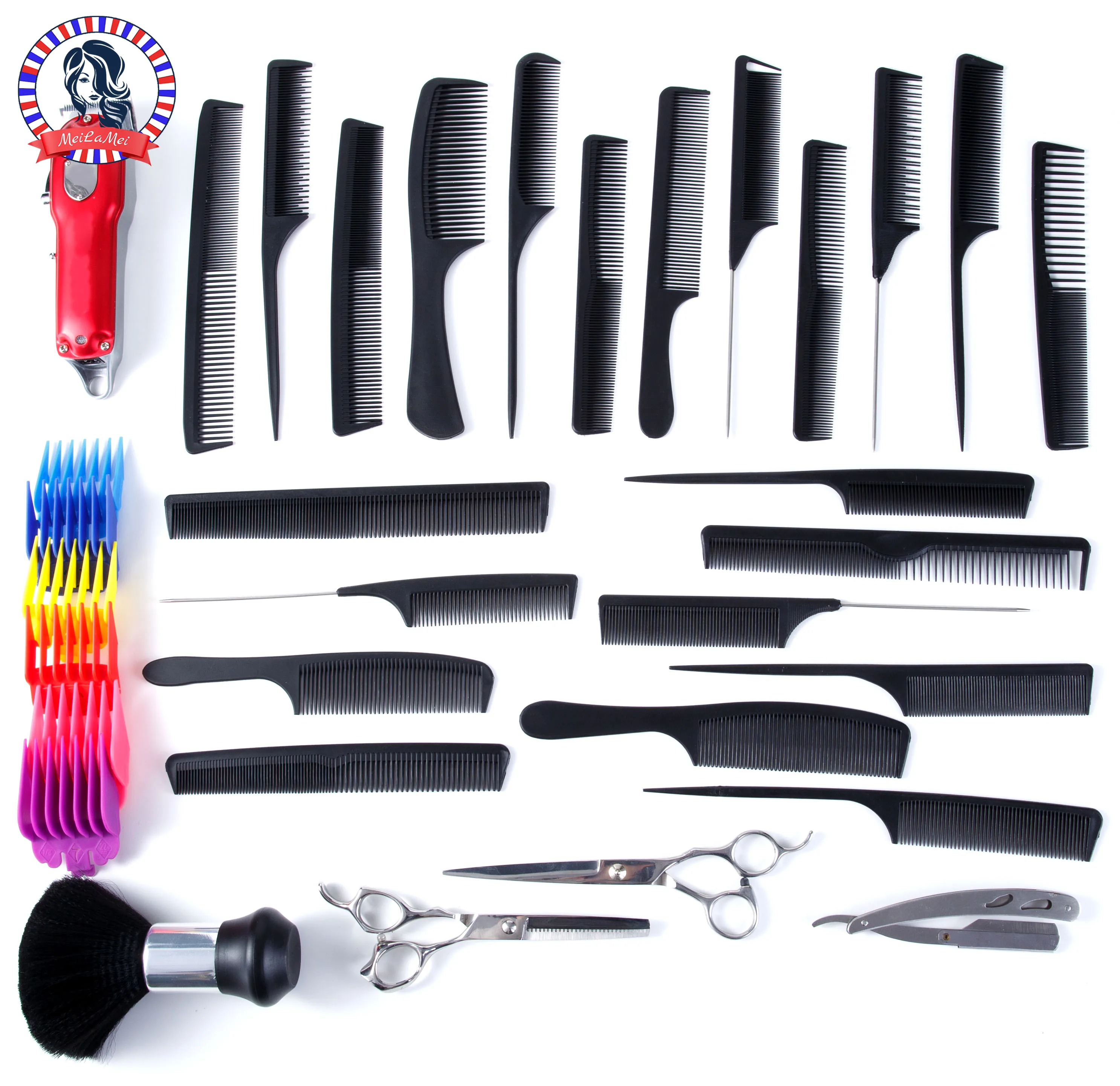 22 Pieces Professional Barber Combs Premium Black Carbon Fiber Hair Comb Set for Teasing and Parting Combs for Hair Stylists