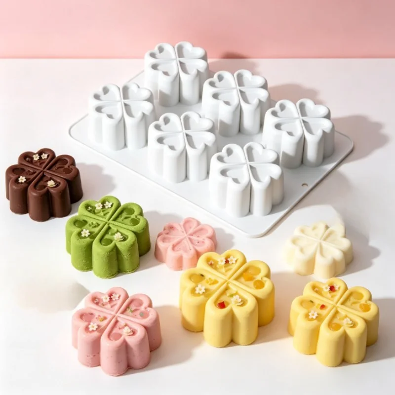 1pc Heart Four-Leaf Clover Silicone Cake Mold 6-Cavity Non-Stick Easy Demold Lucky Party Chocolate Baking Tool