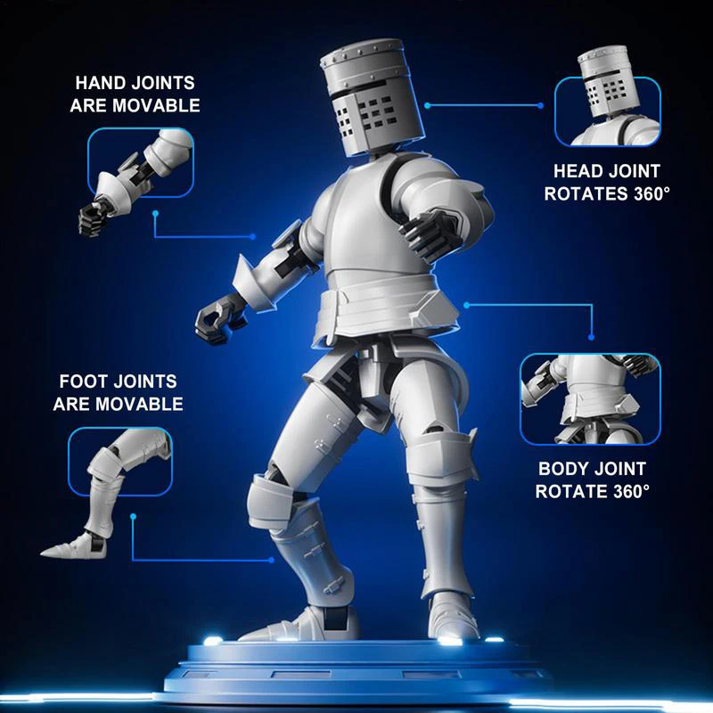 Knight Action Figures Paladin 13 Jointed Movable Shapeshift Robot 3D Printed Mannequin Character Assembl Toys Kids Gifts