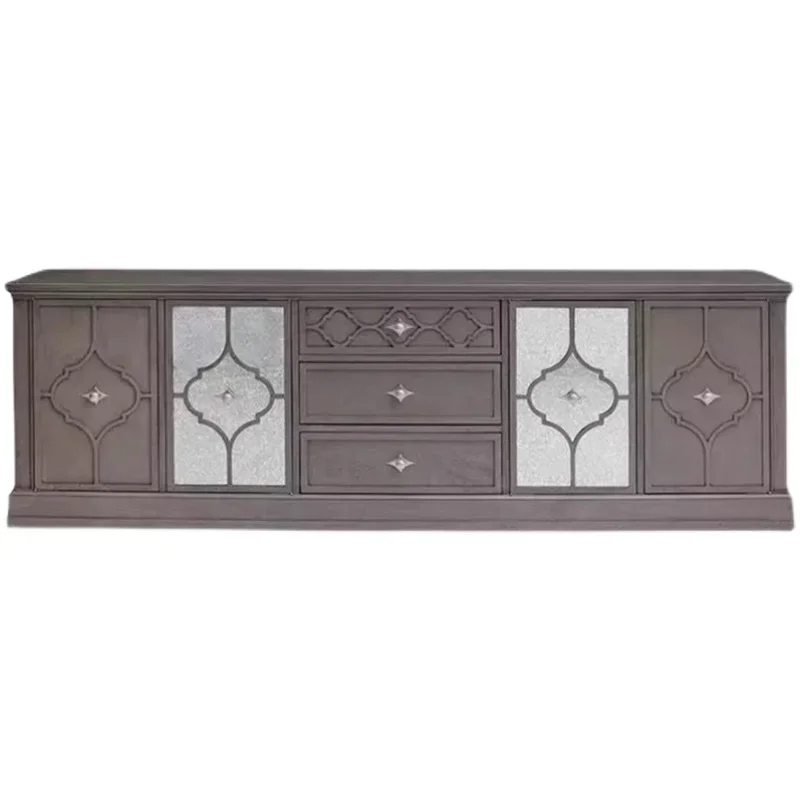 

Old Wood Carved Metal Feet Champagne Gold TV Cabinet Whole House Furniture