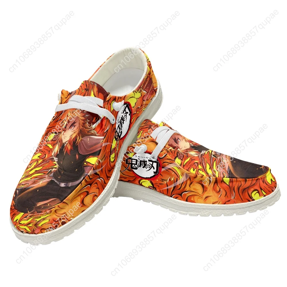 Kyojuro Rengoku Plush Flat Shoes Flame Hashira Men Woman Teenager Outdoor Sneaker Fashion Lightweight Shoes Custom Made Shoe