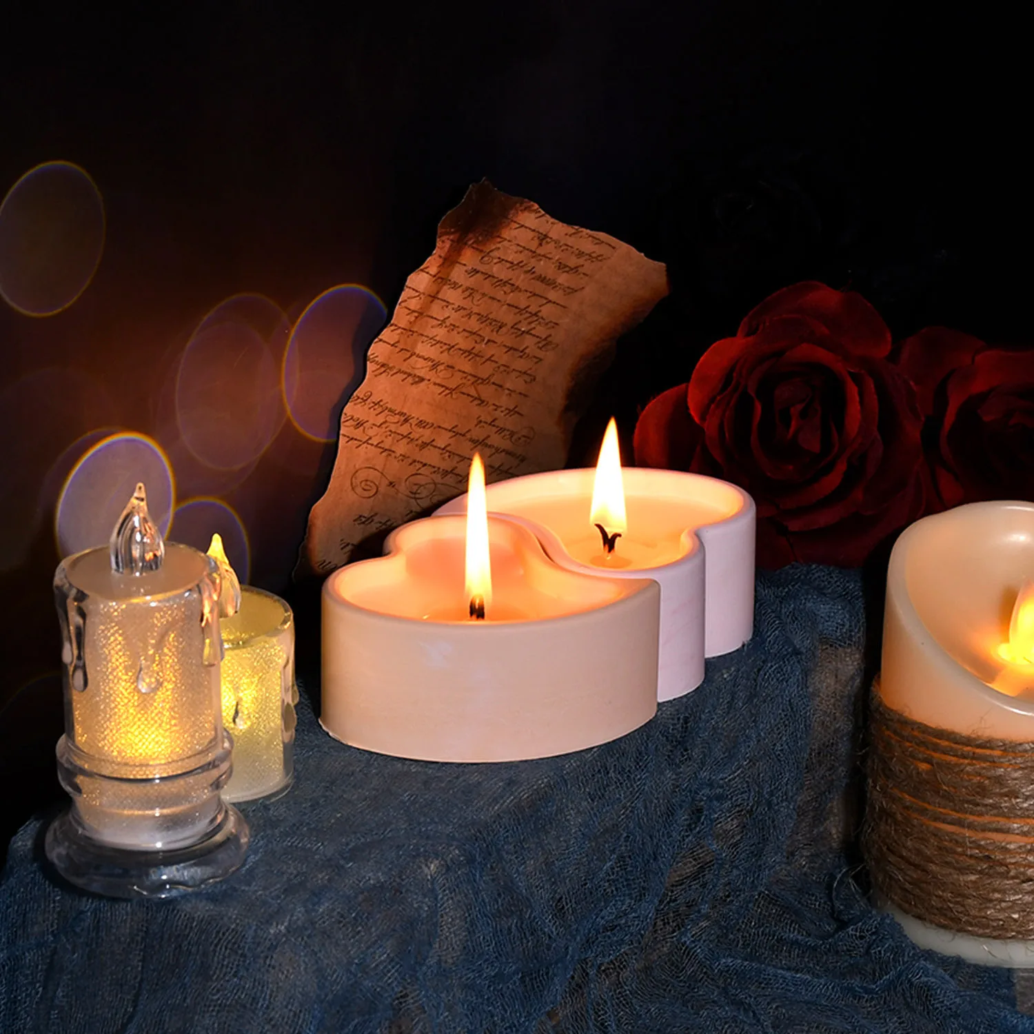 

2pcs Silicone Heart Diy Making Durable Flexible Easy Demold Ideal For Valentine'S Day Love Candles Aromatherapy