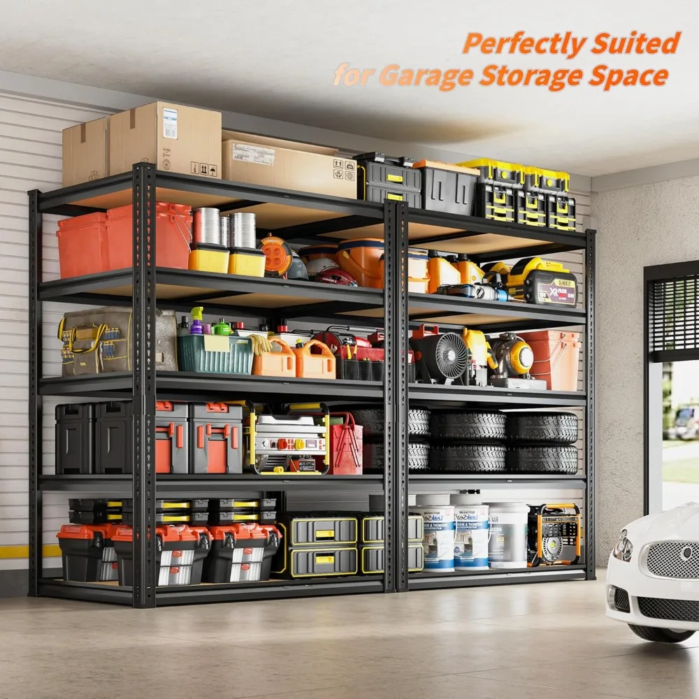 Rak Penyimpanan 2050LBS Heavy Duty 5 Tingkat untuk Garasi, Rak Penyimpanan Logam yang Dapat Disesuaikan, Rak Utilitas untuk Gudang