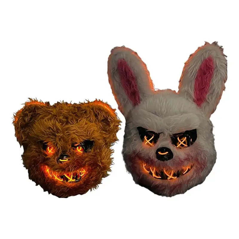 

Halloween Horror Bunny Bear Mask LED Party Glowing Mask Cosplay Costume Glowing Full Face Horror Mask Masquerade