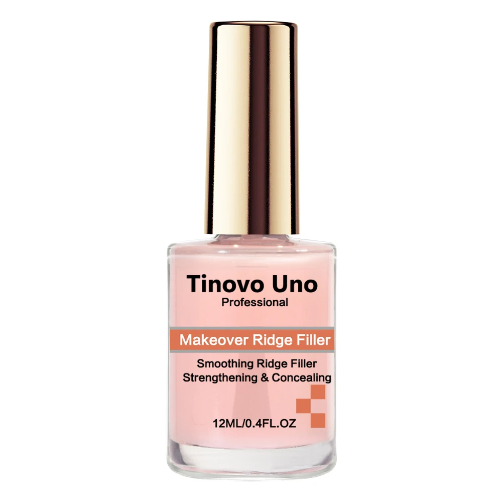 Tinovo Uno rinforzatore per unghie Makeover Ridge Filler Base Coat 12ML olio di Base rosa sano indurente per unghie Manicure riparazione unghie sottili