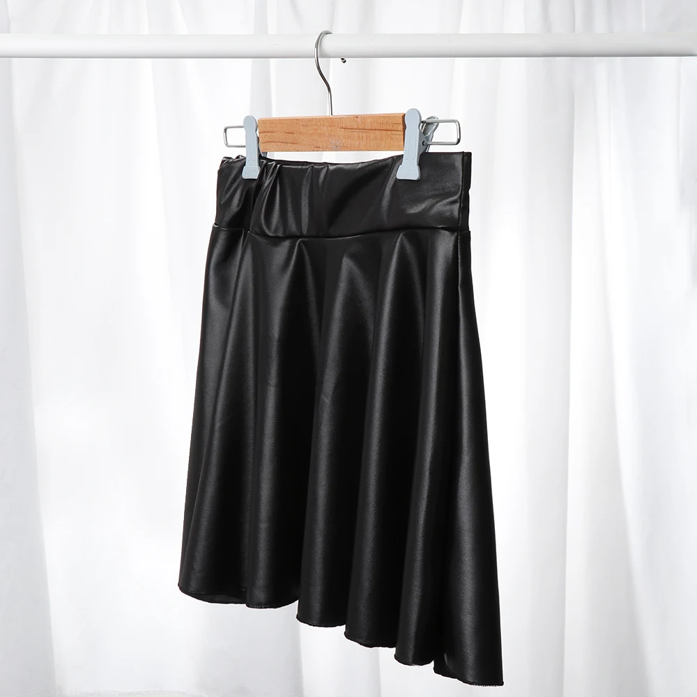 Hot Fashion Skater Multipurpose Elastic Faux Leather Skirts Short Skirt Mini High Waist