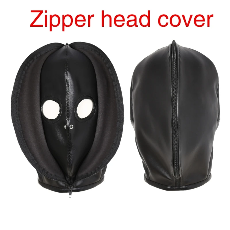 Zippered Headcover Hat Horrible Full Head Black Mask Hat Roleplay Party Supply