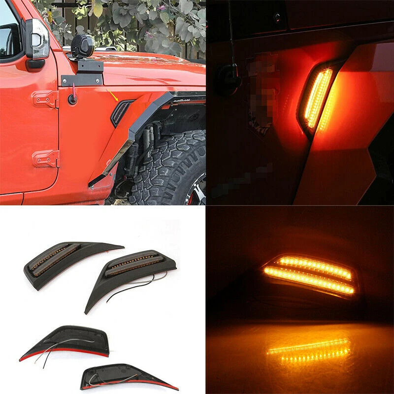 LED Black Smoke Side Fender Turn Signal Light Side Marker Light Turn Signal Lamp For Jeep Wrangler JL 2018-2020