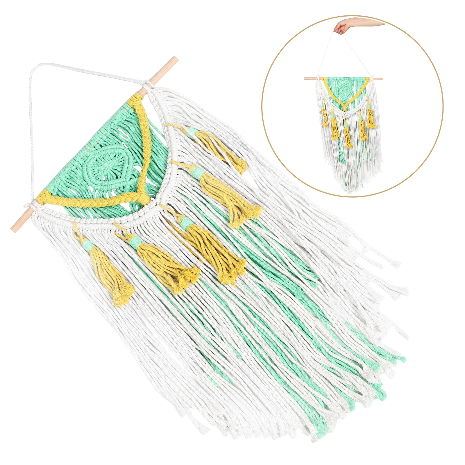 

Woven Wall Tapestry: Colorful Bohemian Macrame Decor - Handcrafted with Tassels for Home Office Nursery Interior