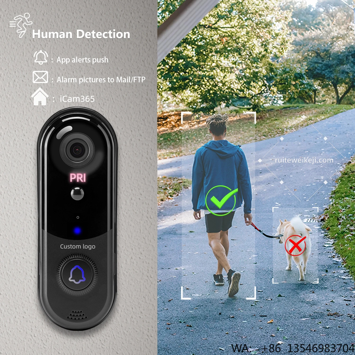 Smart Home Security Video Doorbell Camera Night Vision Waterproof Tuya Door Bell Built-in Mic CMOS Sensor Cloud Data Storage