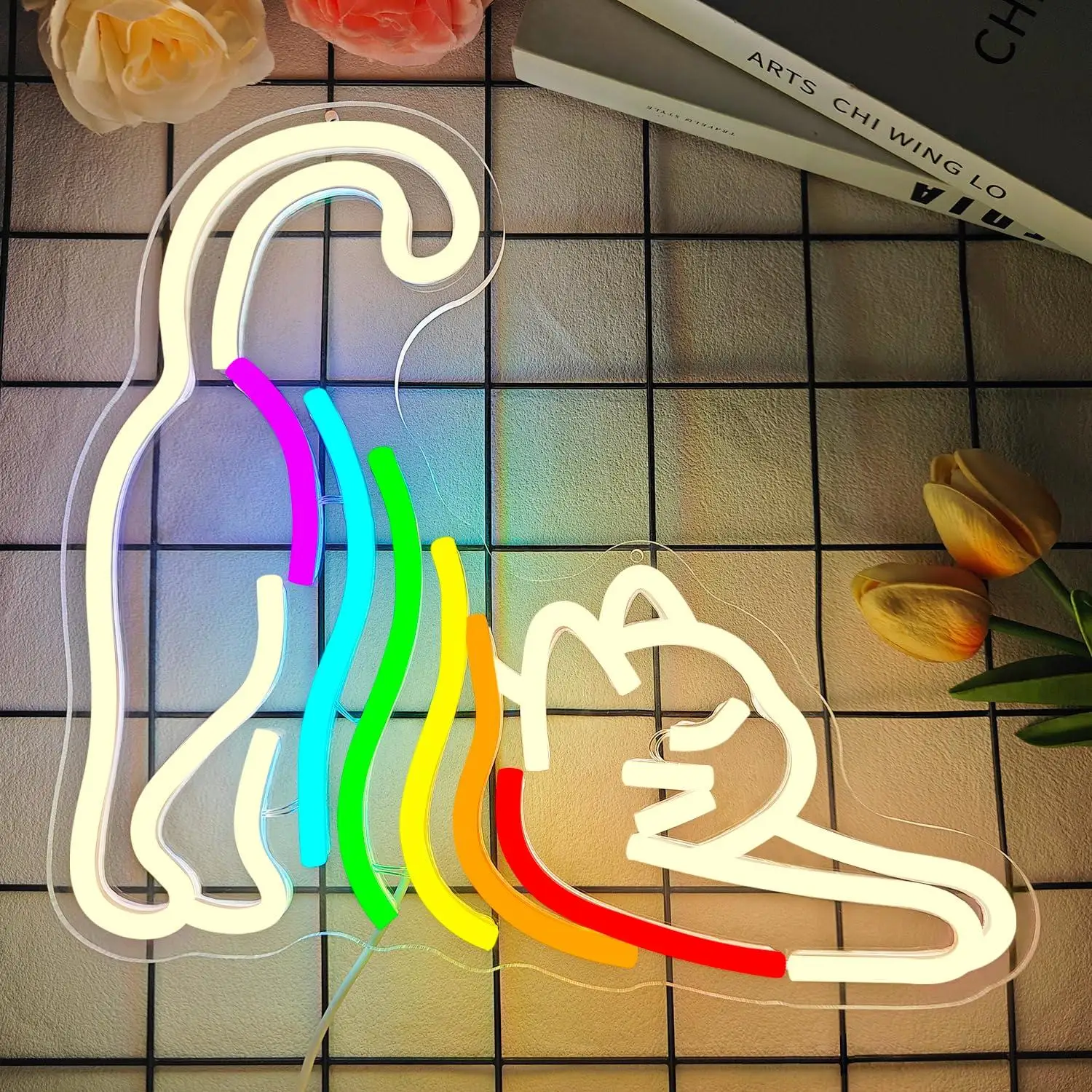 Rainbow Stretching Cat Neon Sign Works Great as Decor for Bedrooms Kids Rooms and Kawaii Aesthetic Party Areas Special Gifts view 4