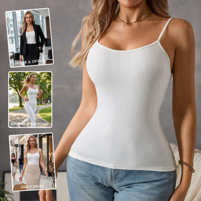 Women Tank Top Strap Slim Top for Summer Fashion Versatile Casual Breathable Micro Elastic Fabric Sleeveless Strap Top