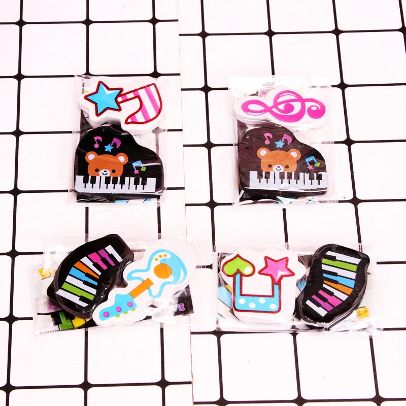 2Pcs Piano Notes Erasers for Kids Creative Correction Supplies Student Prizes Cheap Kawaii Stationery