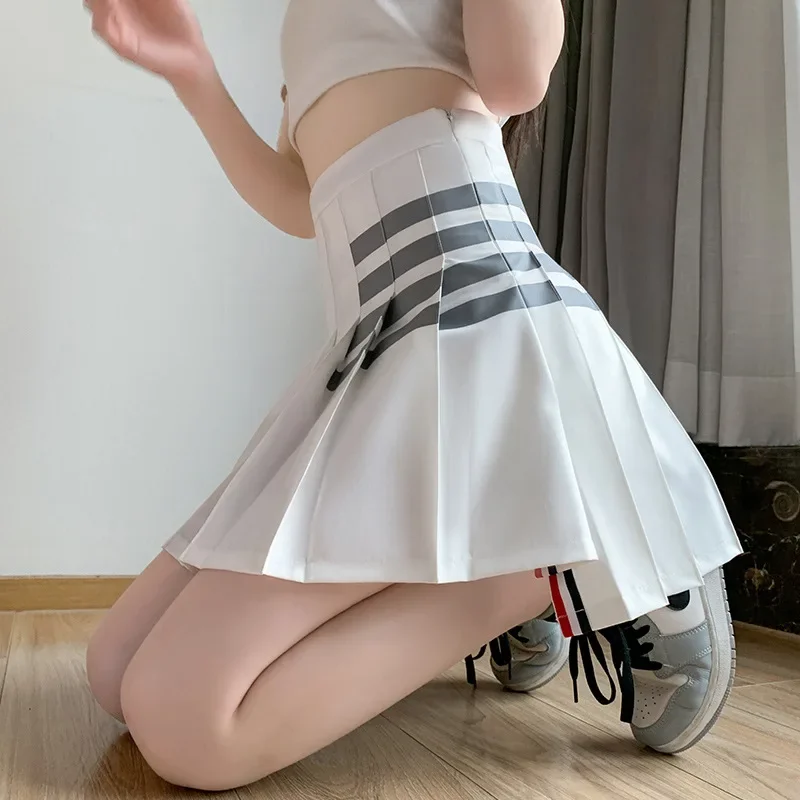 Korea Style Fashion Black Pleated Skirt for Girls Grey A Line High Waist Y2k Mini Saias Casual Women's Skirt Spring Summer