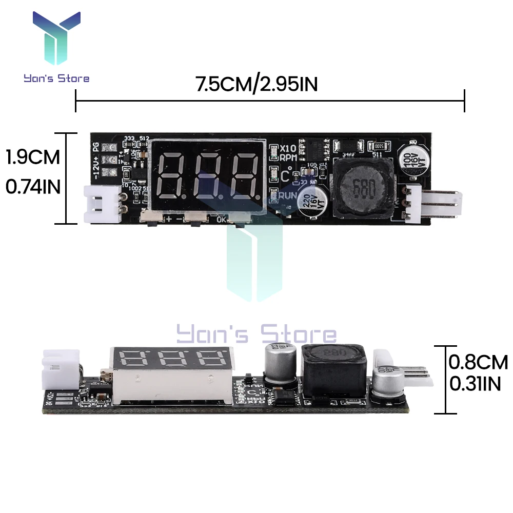 DC 12V PWM Speed Controller Fan Speed governor 2/3 Wire Computer Temperature control Switch for PC CPU Cooler Fan