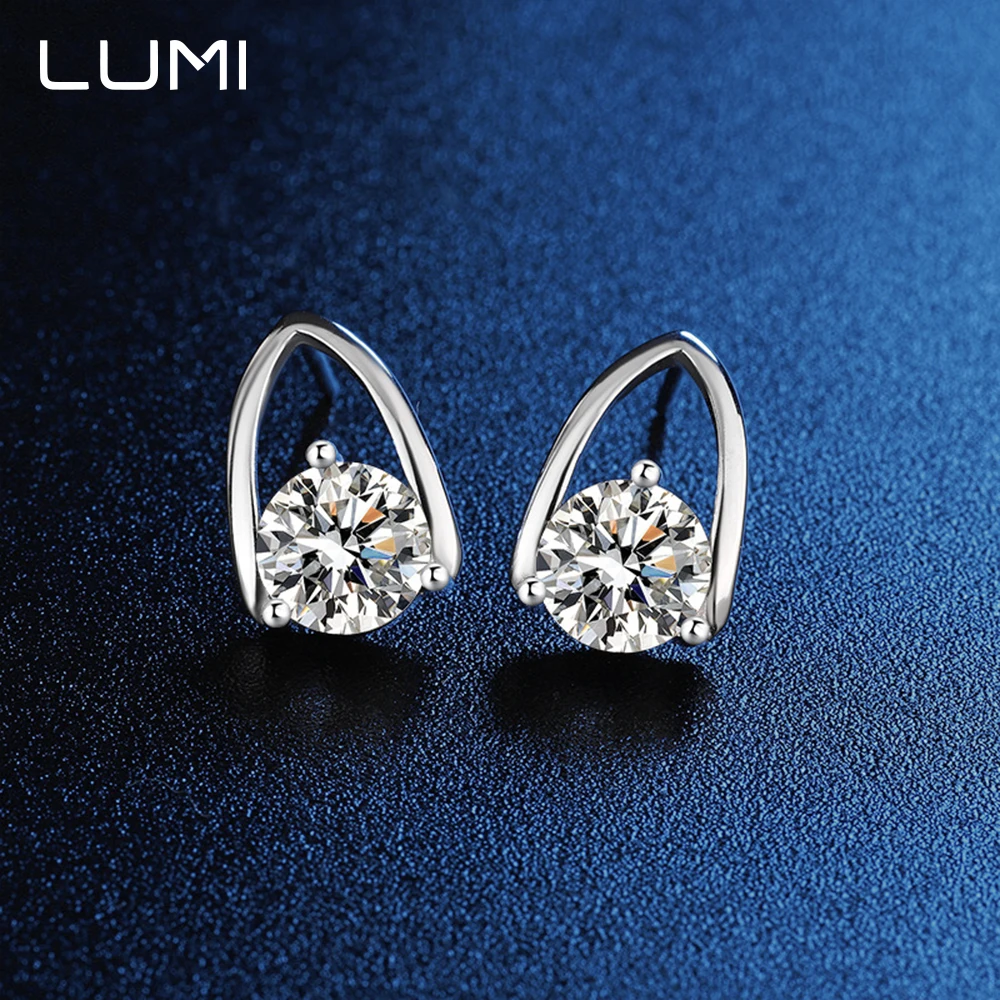 0.5-1 CT أناقة L شكل مويسانيتي وأقراط للنساء 100% 925 أقراط فضية مجوهرات فاخرة القرط GRA معتمد