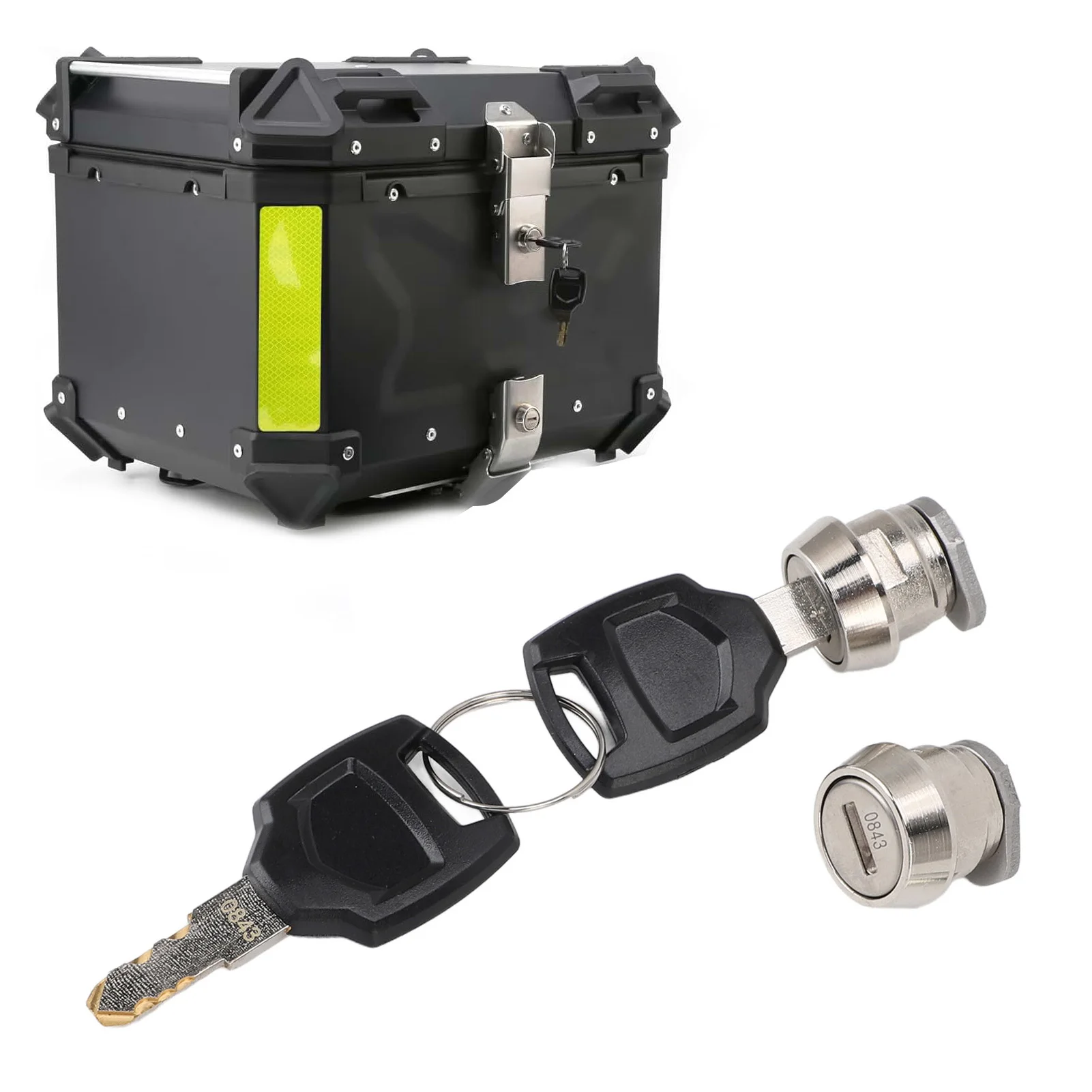 Motorcycle Top Box Lock Cylinder Shaft with Keys Fit 25L-100L Luggage Case 25/32/36/40/45/50/55/60/65/80/85/100L Storage Trunk