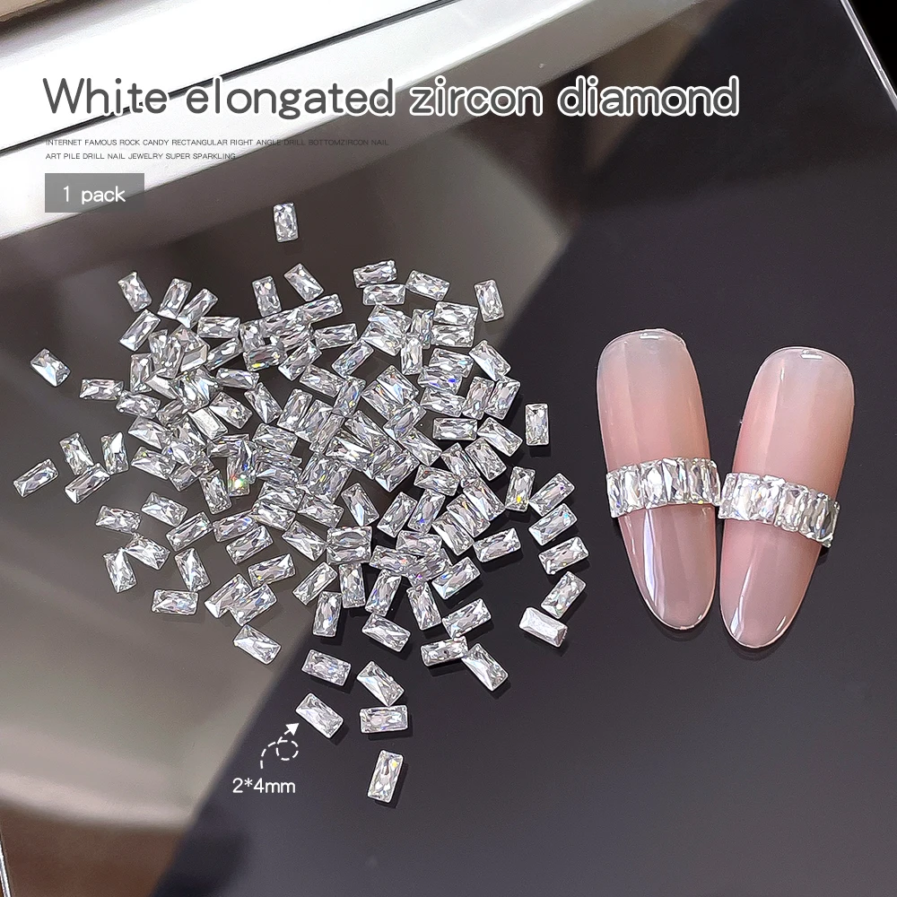 KANIU 50/100 Stück 5A 2*4mm 1,5*3mm Champagner Weiß Transparent Flache Rückseite Baguette-Strass Rechteckige Zirkonia Nagel-Charms – Detail 6