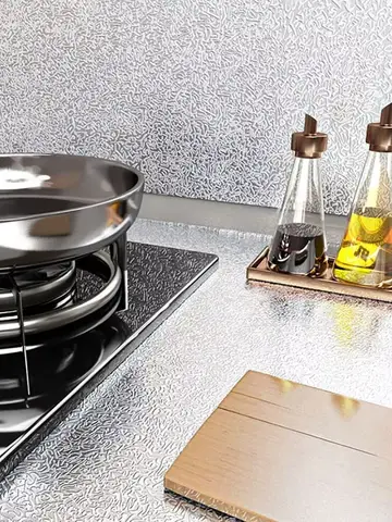 40cm Kitchen anti oil sticker self-adhesive aluminum foil  and water resistant stickers used for countertop drawer cabinet