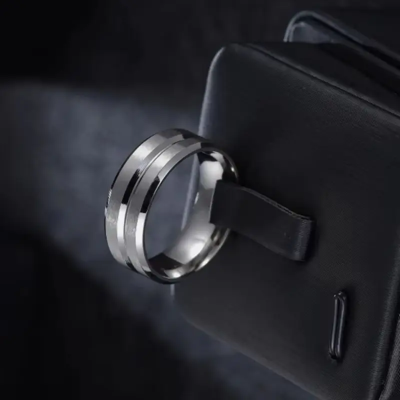 2026 Hot Selling Titanium Steel Fashion Middle Groove Frosted Ring For Women Men Jewelry Gifts Valentine's Day Present Size 5-13