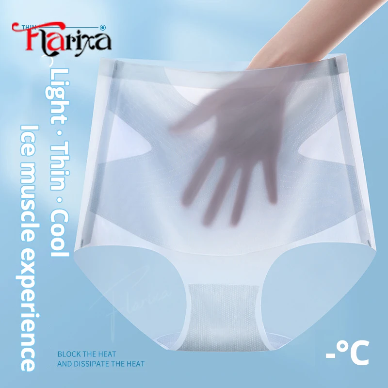 Flarixa Ultra Thin Ice Silk Panties Seamless High Waist Briefs for Women Tummy Control Underwear Shaping Pants Female Lingerie - Image 5