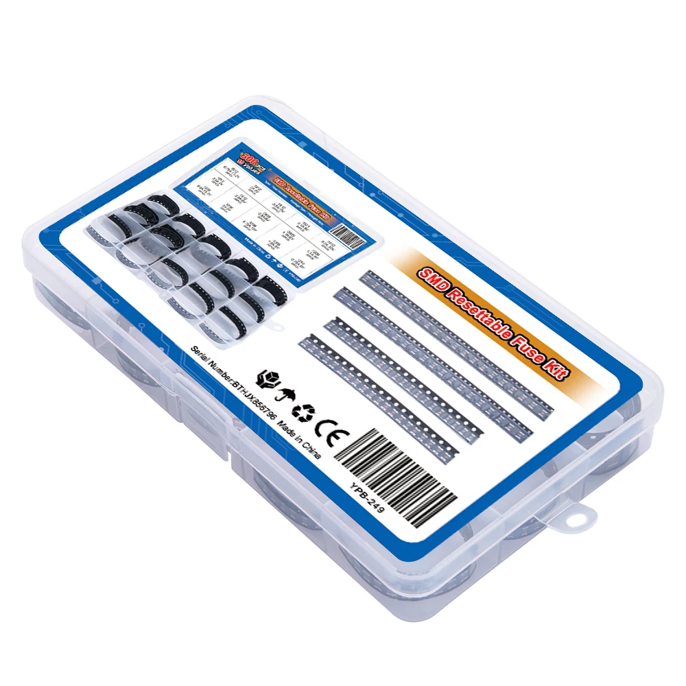 300PCS 0.7A 0.5A 0.2A 2A 1.1A 15Values*20PCS 1206 0805 1210 1812 SMD Resettable Fuse kit 2.6A 3.5A PPTC PolySwitch Self-Recovery
