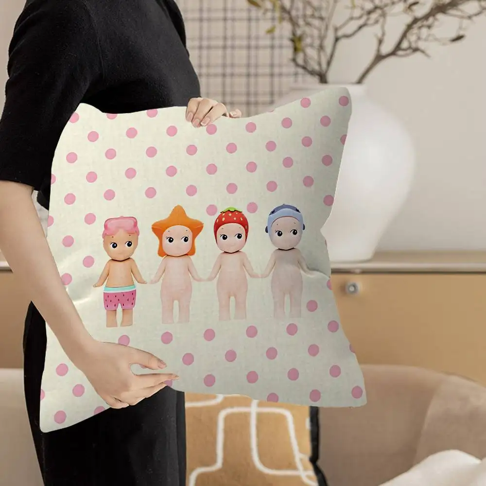 S-sonny angel Office Cushion Pillowcase Car Cushion Cover45X45CM Lumbar Pillowcase Sofa Pillowcover