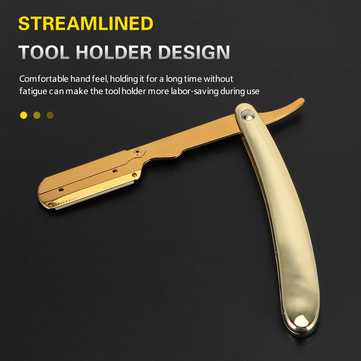 Argent hommes rasage barbier outils cheveux rasoir noir pliant rasoir couteau acier inoxydable droit rasoir Barbearia support cadeau