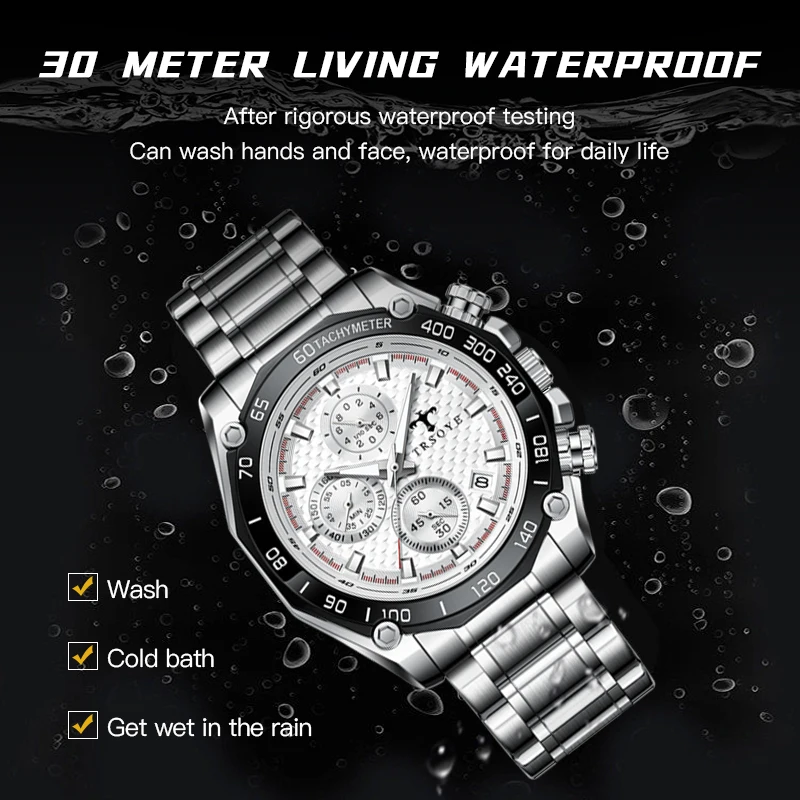 2024 New Fashion Calendar Luminous Waterproof Eco-Drive Top Brand Luxury Male Clock Professional Waterproof