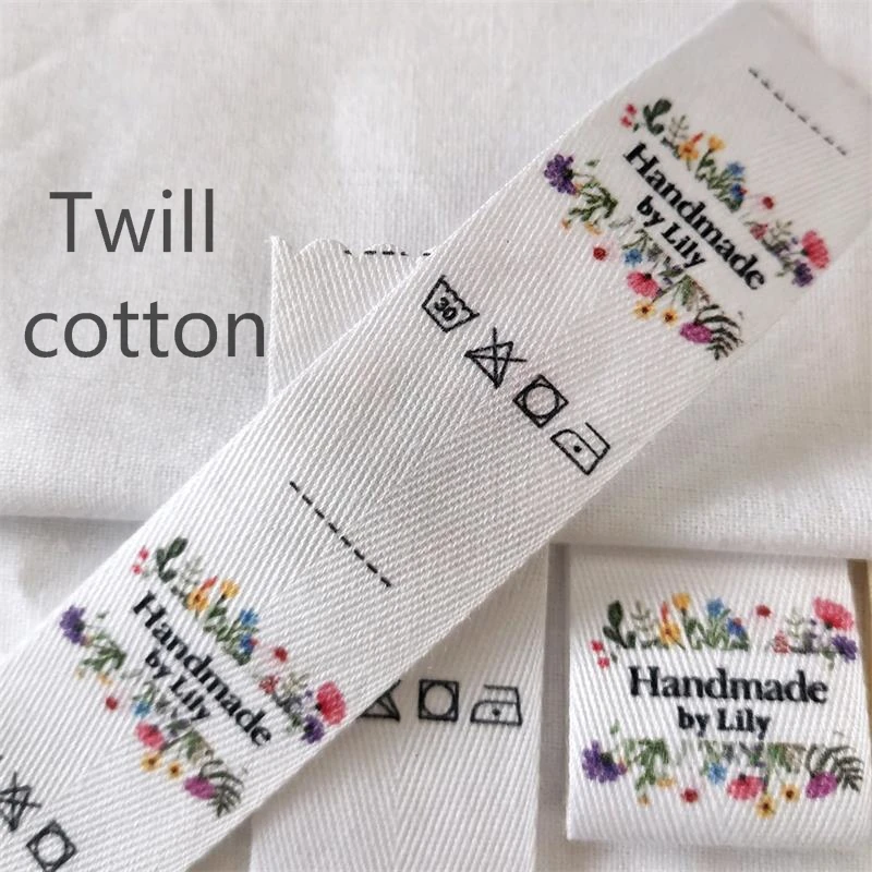 Custom Personalize Twill cotton  Label Clothing Private Brand Tag Handmade Label Thick Cotton Color Print Name Brand Labels