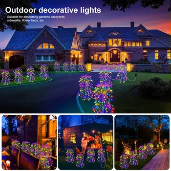 4Pack 680LED Christmas Solar Firecracker Fireworks Lights Outdoor Yard Lawn Garden Decorative Light Party Landscape Lighting 6