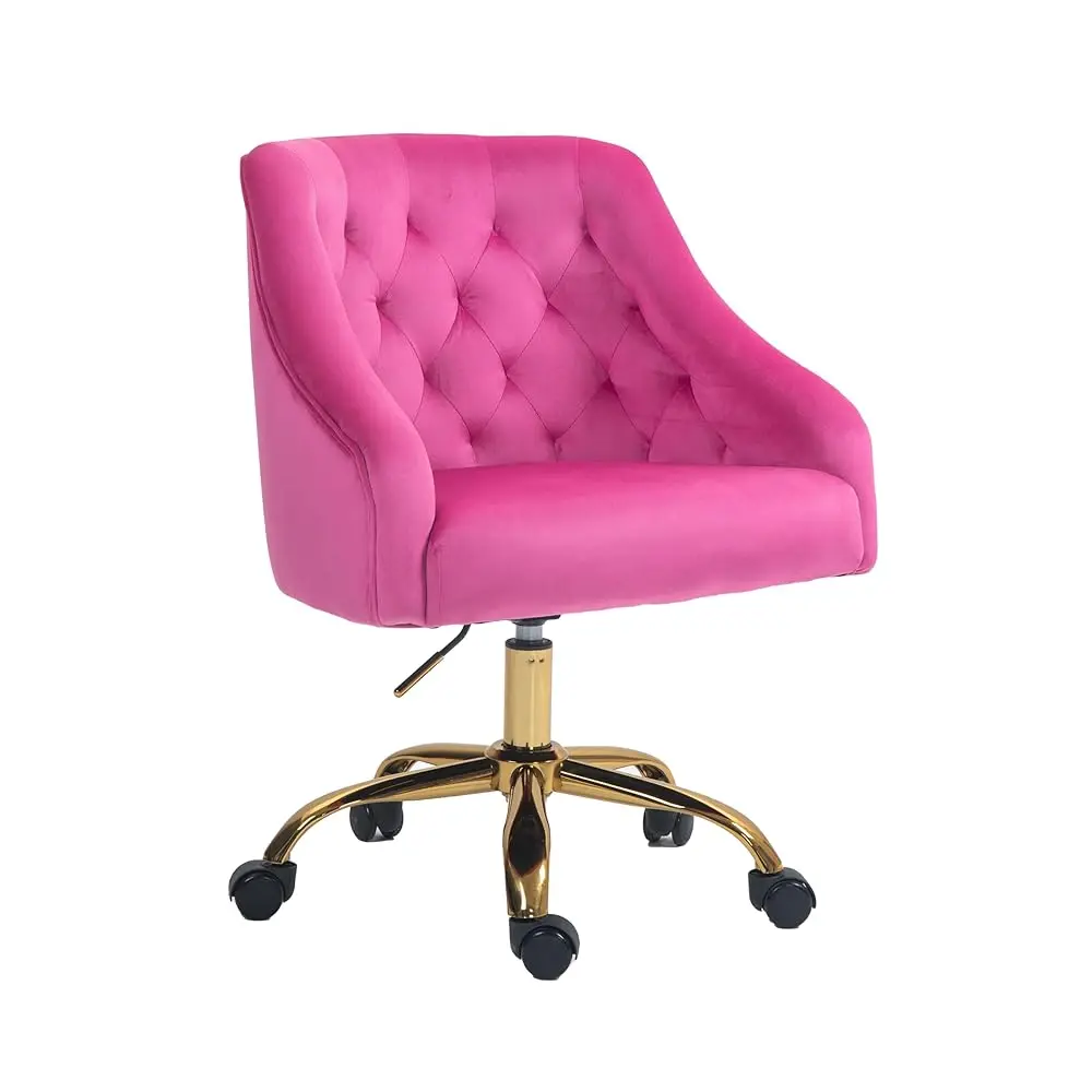 

Comfy Home Office Task Chair With Wheels, Cute Modern Upholstered Velvet Seashell Ba Adjustable Swivel Vanity Desk Chair, For