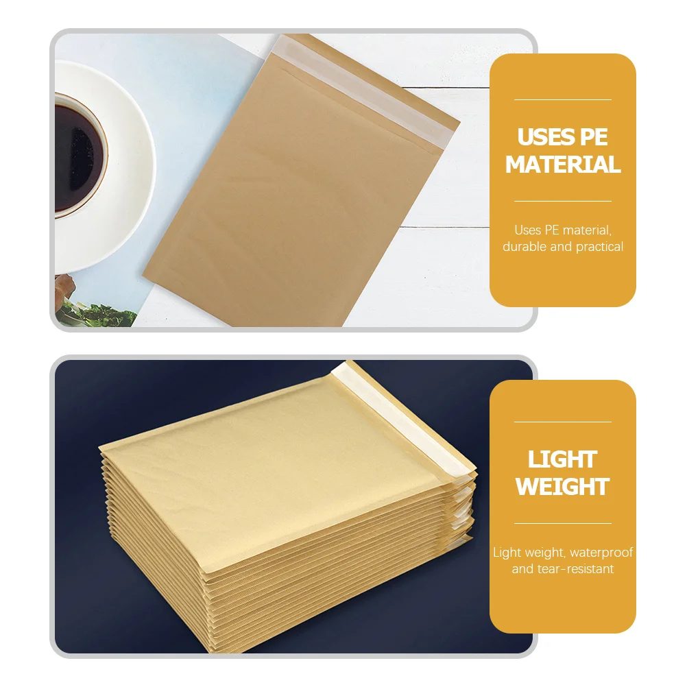 25Pcs Bubble Mailer for Shipping Kraft Paper Envelopes Shockproof Self Sealing Lightweight Protection for Glass Decorations