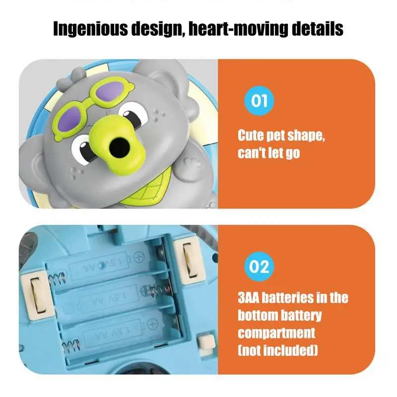 Crianças brinquedo elétrico soprando bola brinquedo elétrico com som e luz educacional jogo rotativo interação animal para pré-escolar